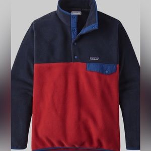 Patagonia Synchilla Snap T Fleece Colorblock Medium Blue & Red - Men